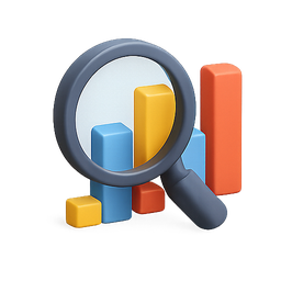 data analysis, magnifying glass, statistics